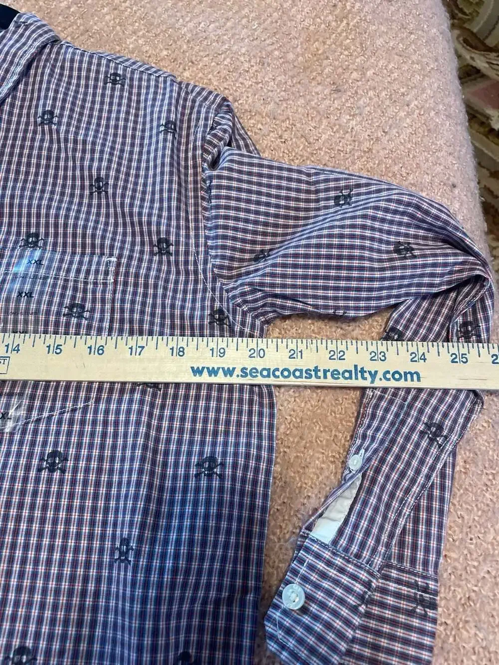 GapKids NWT Boys XXL 14-16 Skull Gingham Long Sleeve Button Down Shirt